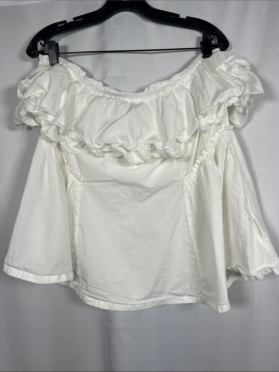 Free People Tops - 🛍️SALE🛍️Free people cotton poplin ruffle strapless top hidden pockets sz XS